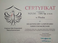 Certyfikat przynależności do Krajowej Izby Gospodarki Nieruchomościami